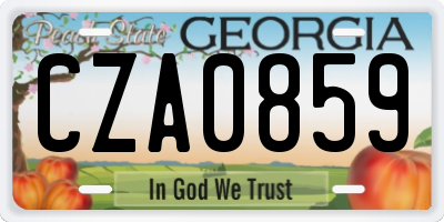 GA license plate CZA0859
