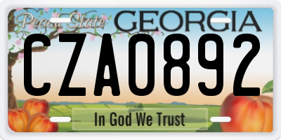 GA license plate CZA0892