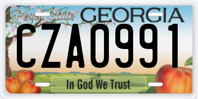 GA license plate CZA0991