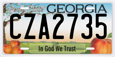 GA license plate CZA2735