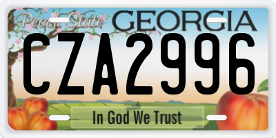 GA license plate CZA2996