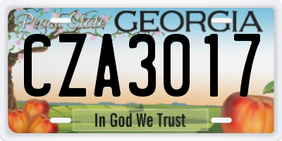 GA license plate CZA3017