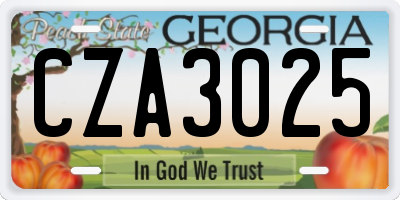 GA license plate CZA3025