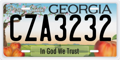 GA license plate CZA3232