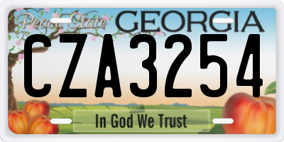 GA license plate CZA3254