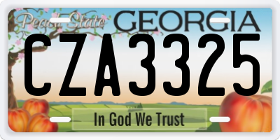 GA license plate CZA3325
