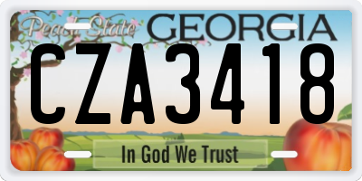 GA license plate CZA3418