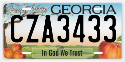 GA license plate CZA3433