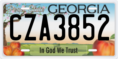 GA license plate CZA3852