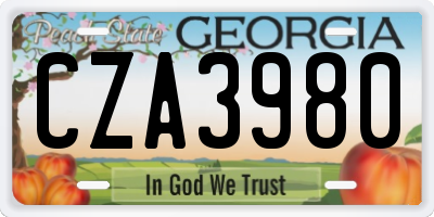 GA license plate CZA3980