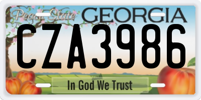 GA license plate CZA3986