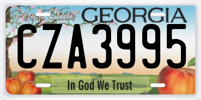 GA license plate CZA3995