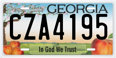 GA license plate CZA4195