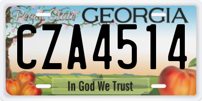 GA license plate CZA4514