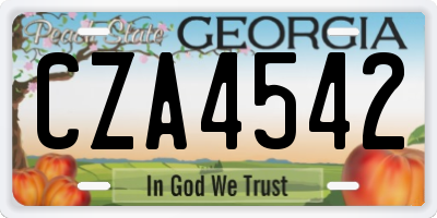 GA license plate CZA4542