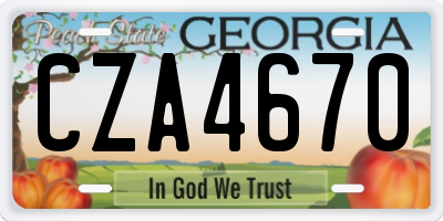 GA license plate CZA4670