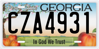 GA license plate CZA4931