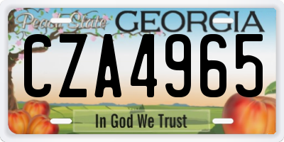 GA license plate CZA4965