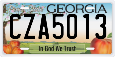 GA license plate CZA5013