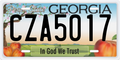 GA license plate CZA5017