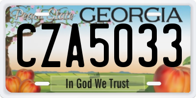 GA license plate CZA5033