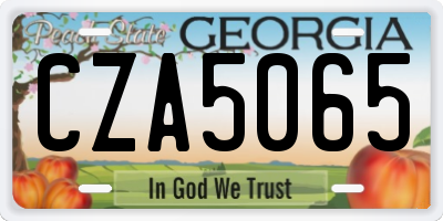 GA license plate CZA5065
