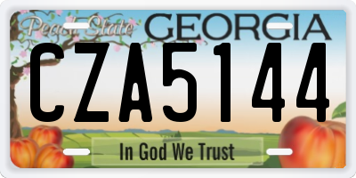 GA license plate CZA5144