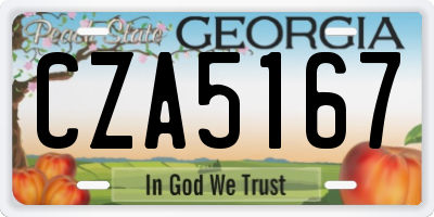 GA license plate CZA5167