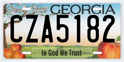 GA license plate CZA5182