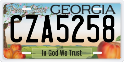 GA license plate CZA5258