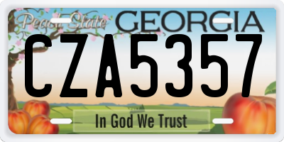 GA license plate CZA5357