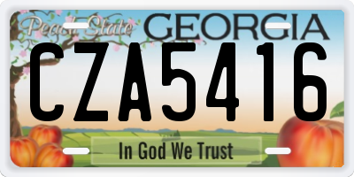 GA license plate CZA5416