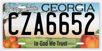 GA license plate CZA6652
