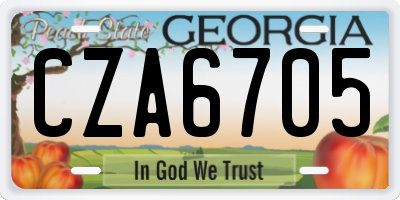 GA license plate CZA6705
