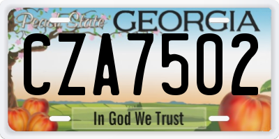 GA license plate CZA7502