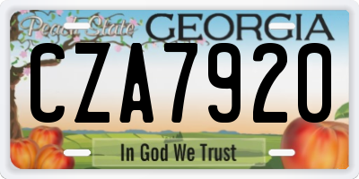 GA license plate CZA7920