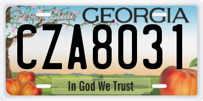 GA license plate CZA8031
