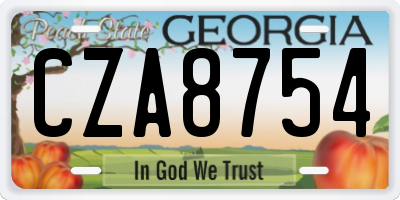 GA license plate CZA8754
