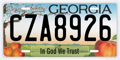 GA license plate CZA8926