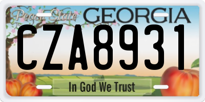GA license plate CZA8931