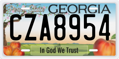 GA license plate CZA8954