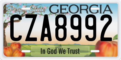 GA license plate CZA8992