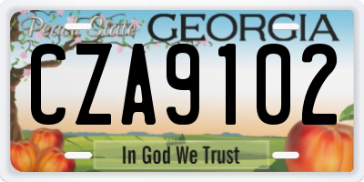 GA license plate CZA9102