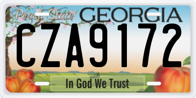 GA license plate CZA9172