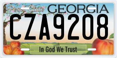 GA license plate CZA9208