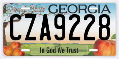 GA license plate CZA9228