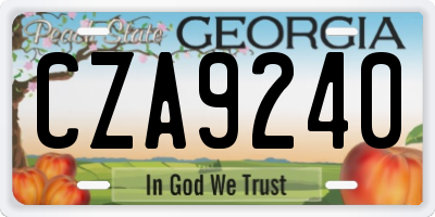 GA license plate CZA9240