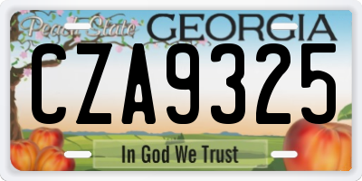GA license plate CZA9325