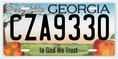 GA license plate CZA9330