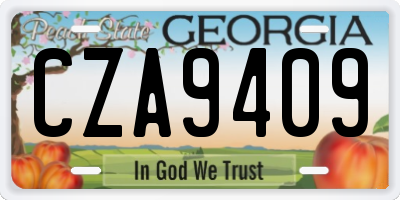 GA license plate CZA9409